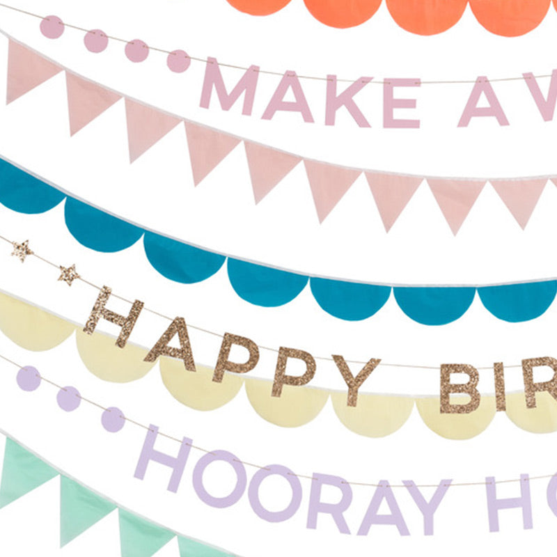 Meri Meri – 8 süsse Wimpelketten mit Buchstaben und Wimpeln – Birthday Girlanden für jeden Geburtstag