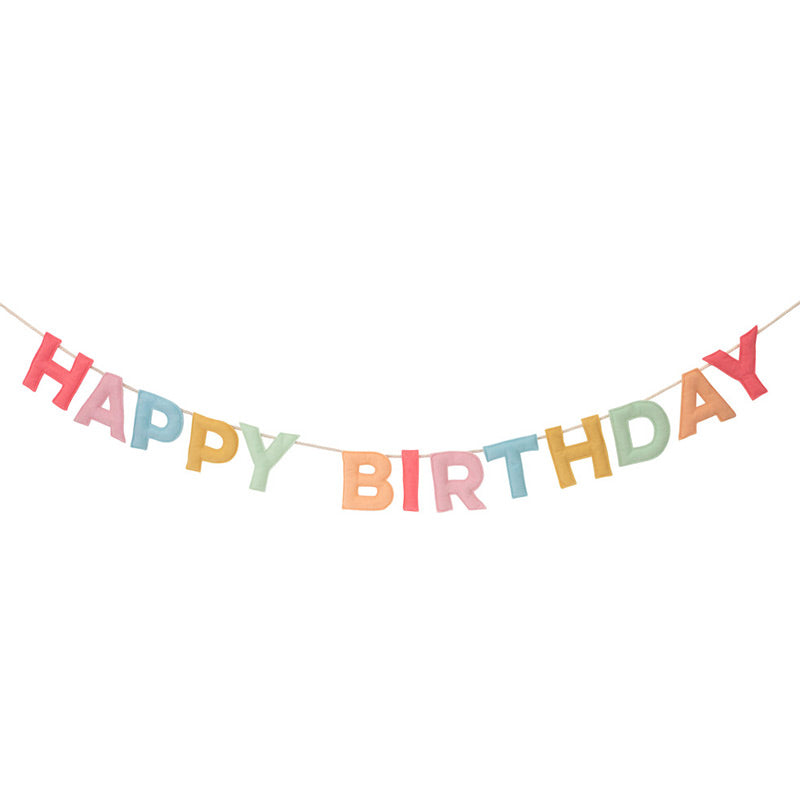 Meri Meri – Nachhaltige Wimpelkette mit Buchstaben aus Filz – Happy Birthday Buchstaben Girlande für jeden Geburtstag