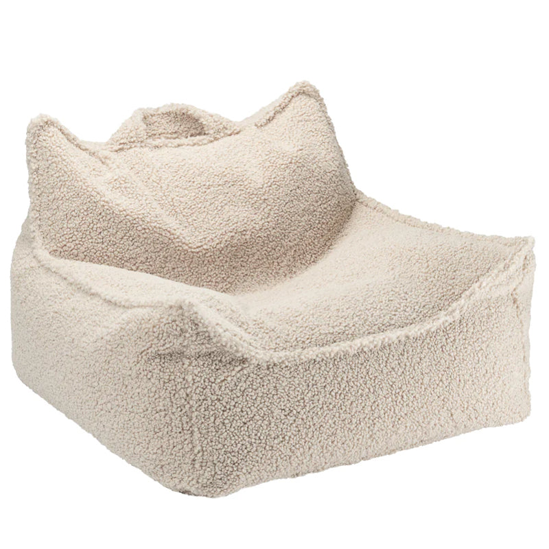 Kinder-Sitzsack in beigem Teddy-Stoff