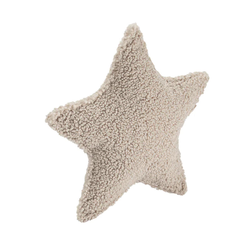 Sternförmiges Kissen aus Teddystoff in Greige von Wigiwama