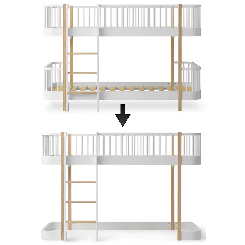 Oliver Furniture Conversion Kit Wood Mid-high Bunk Bed to Mid-high Loft Bed White/Oak