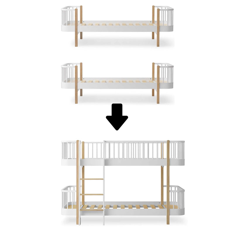 Oliver Furniture  Umbauset zwei Wood Original Einzelbetten zum Halbhohen Etagenbett  Weiss/Eiche - Online MY SNOWFLAKE