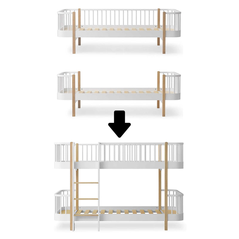 Oliver Furniture Conversion Kit for Two Wood Original Daybeds into a Mid-High Bunk Bed, White/Oak