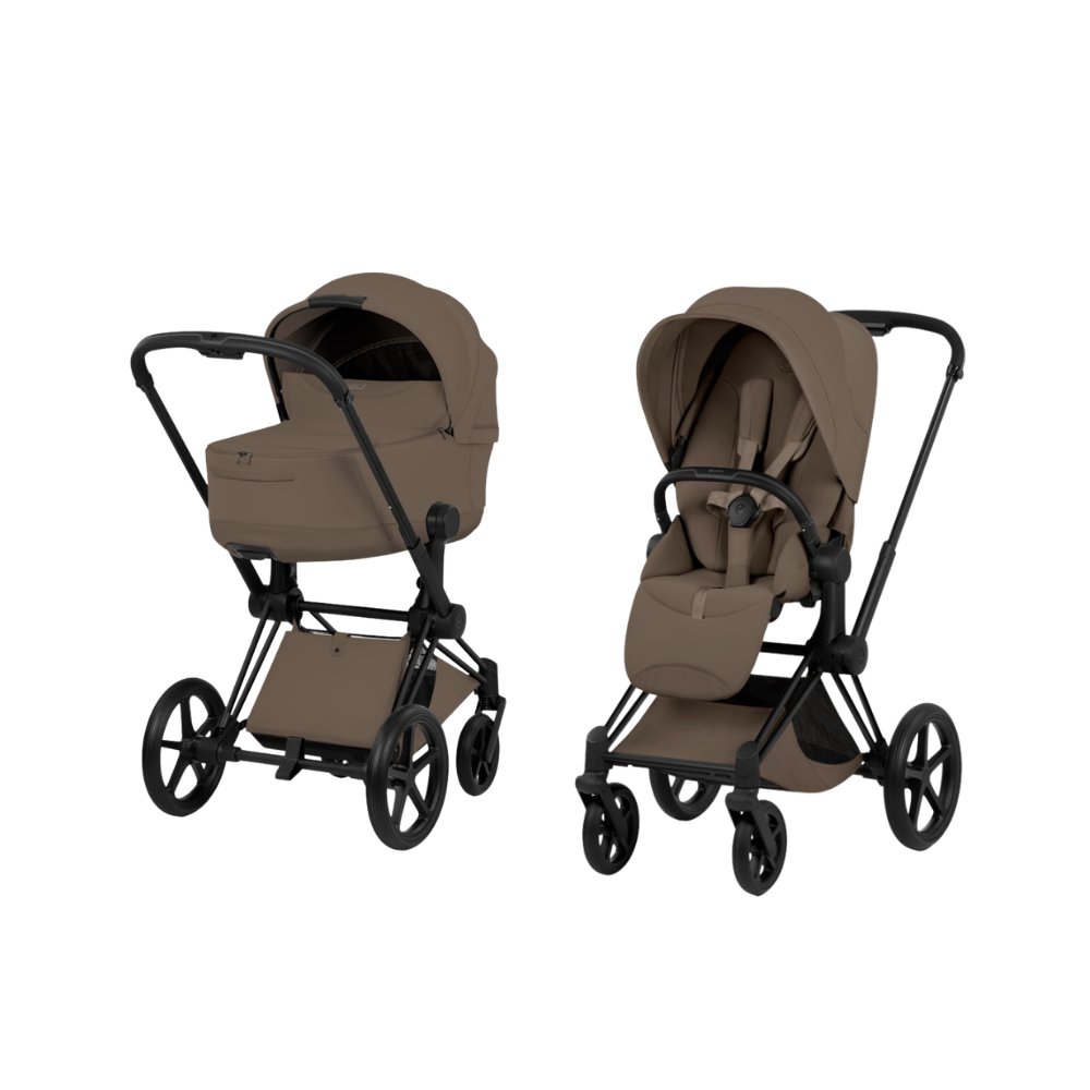 Cybex PRIAM Comfort Ensemble complet Matt Black avec nacelle Coconut Brown