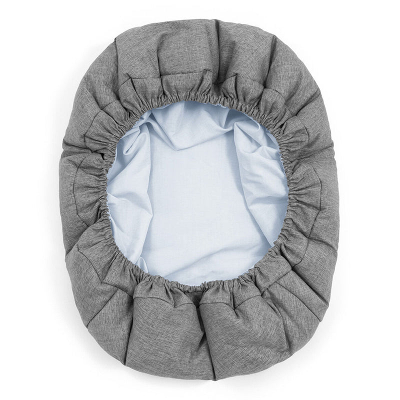 Babyaufsatz in Weiss und wendbarer Matratzenbezug in Grau und Blau für Nomi Hochstuhl