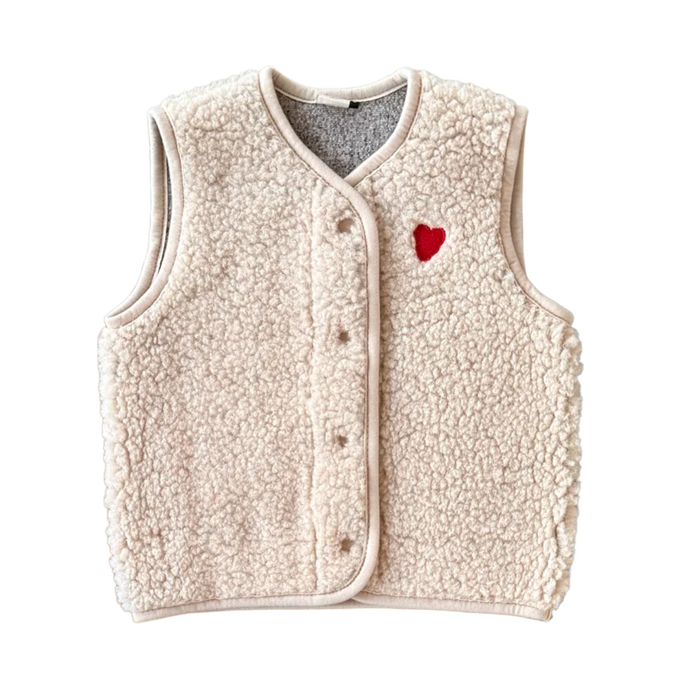 Alwero Children's Wool Vest 'TYB' Sandy Brown with Heart Special Edition