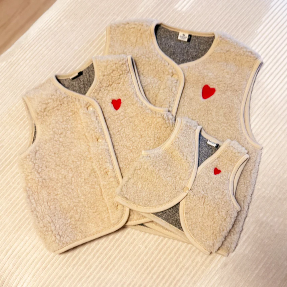 Alwero Children's Wool Vest 'TYB' Sandy Brown with Heart Special Edition
