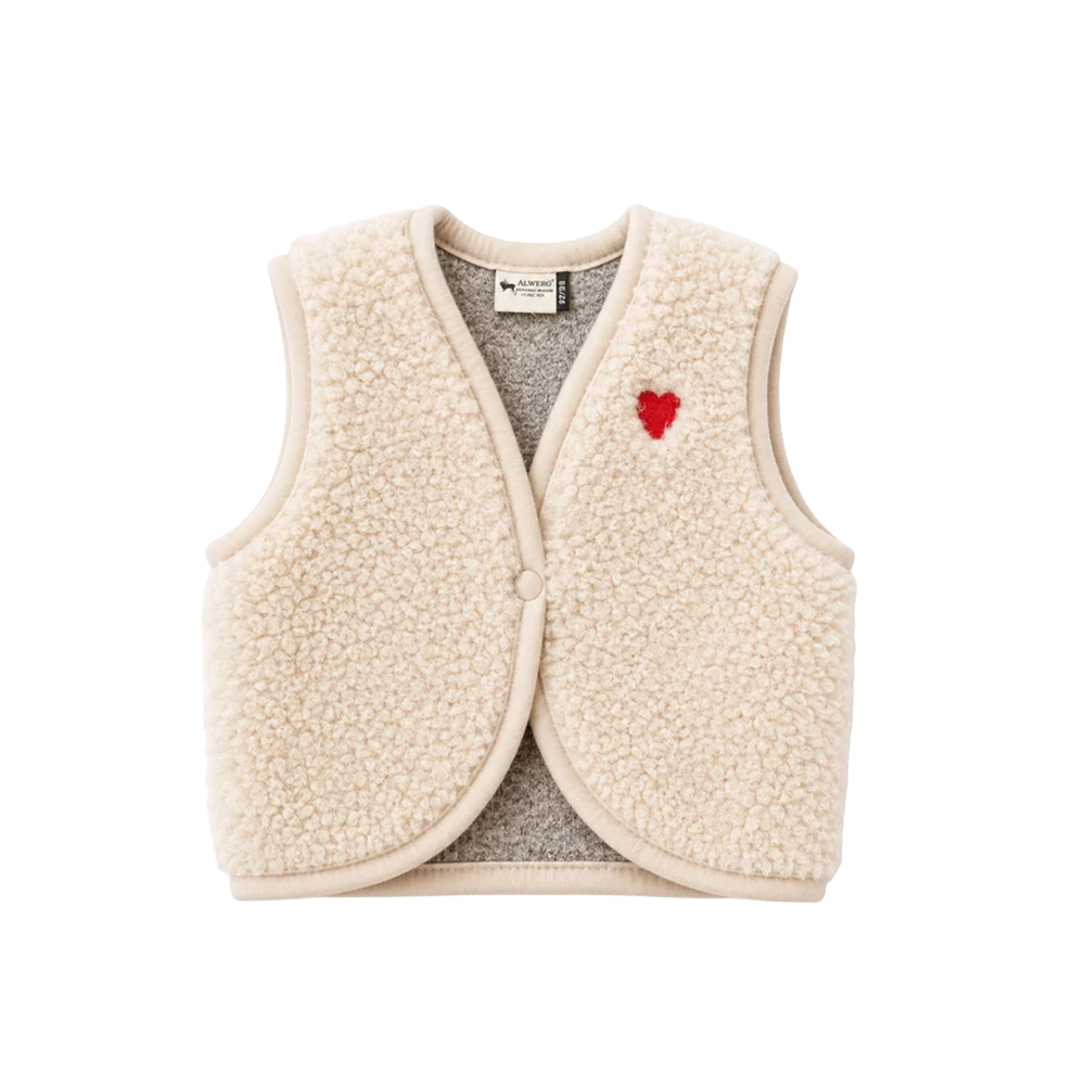 Alwero  Baby Wollweste 'LULU' Sandy Brown mit Herz Special Edition