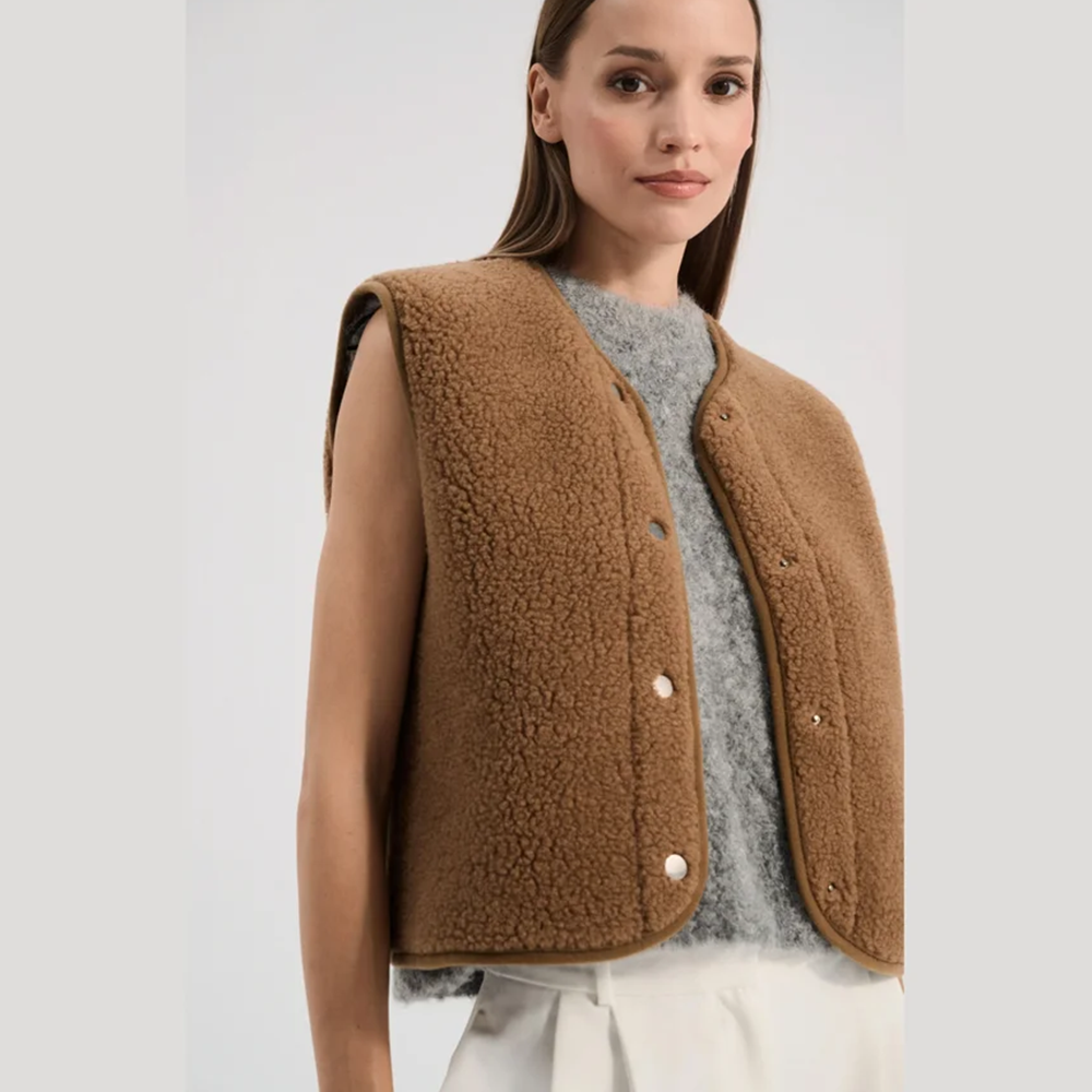 Alwero Gilet en laine pour adultes « TYB » Teddy Brown