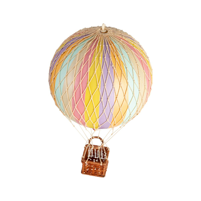 Handgefertigter Deko Heissluftballon &#39;Travel Light&#39; Rainbow Pastell von Authentic Models. 