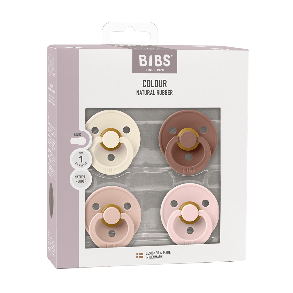 Bibs  Schnuller Naturkautschuklatex  Rund 0-6 Monate 4er-Set &#39;Try It Colour&#39; Ivory/Blush/Woodchuck/Blossom