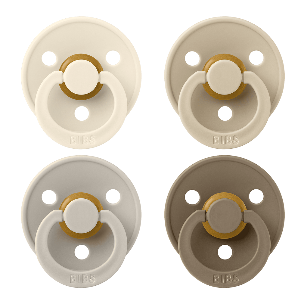 Bibs  Schnuller Naturkautschuklatex  Rund 6-12 Monate 4er-Set &#39;Try It Colour&#39; Ivory/Sand/Vanilla/Dark Oak