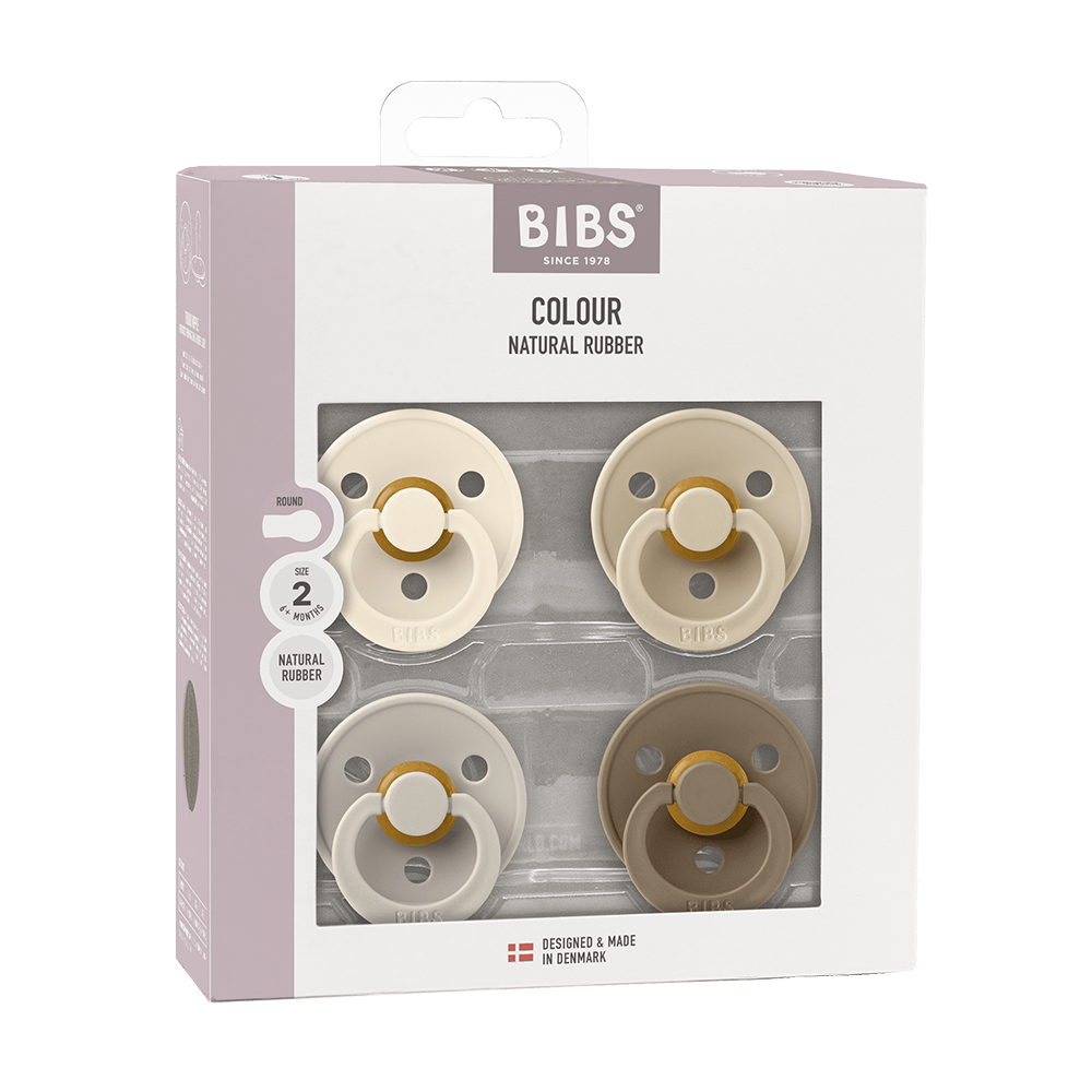 Bibs  Schnuller Naturkautschuklatex  Rund 6-12 Monate 4er-Set &#39;Try It Colour&#39; Ivory/Sand/Vanilla/Dark Oak