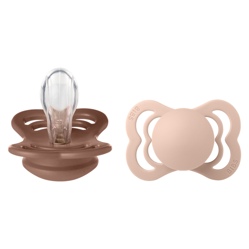 Bibs Pacifier Supreme Silicone 6-18 months Woodchuck/Blush