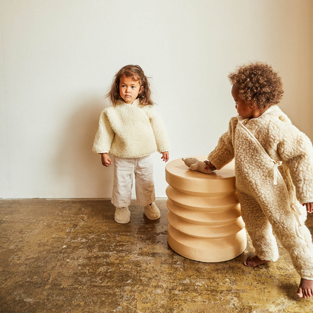 BINIBAMBA  Merino Wolljacke mit Kapuze  Milk