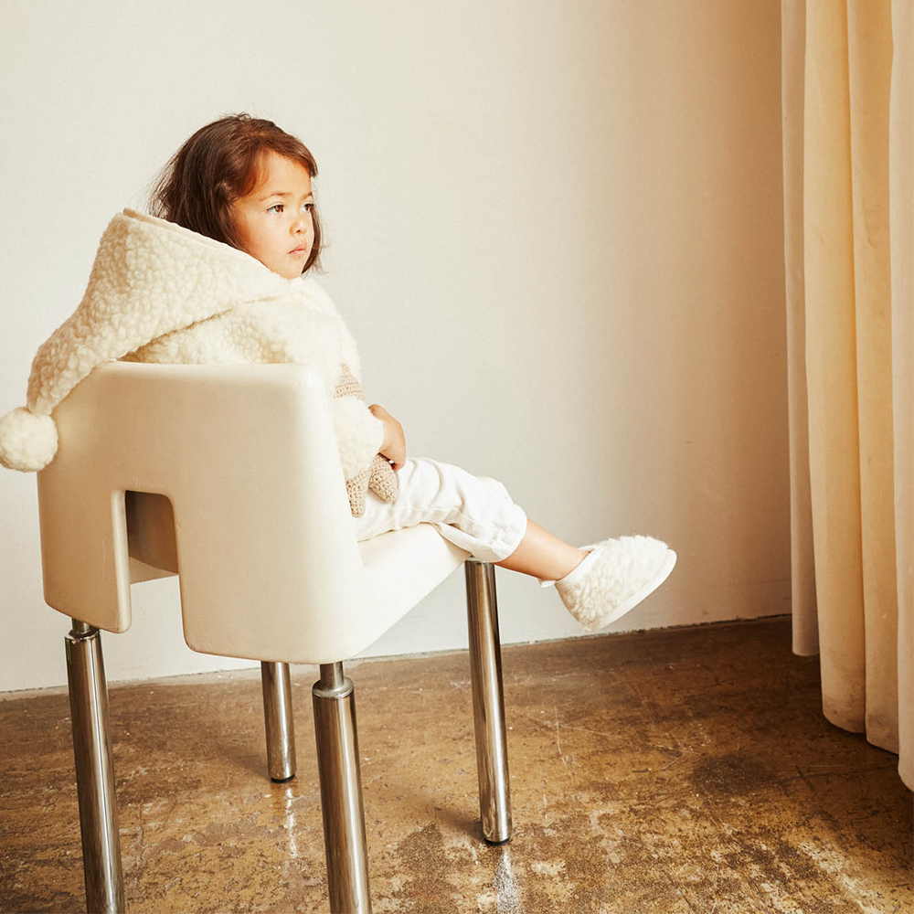 BINIBAMBA  Merino Wolljacke mit Kapuze  Milk