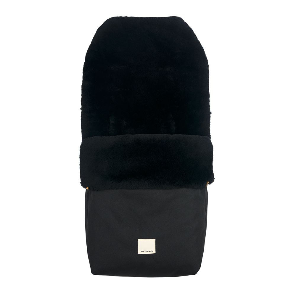 BINIBAMBA  Schaffell Kinderwagen Fusssack für alle Gurtsysteme Noir