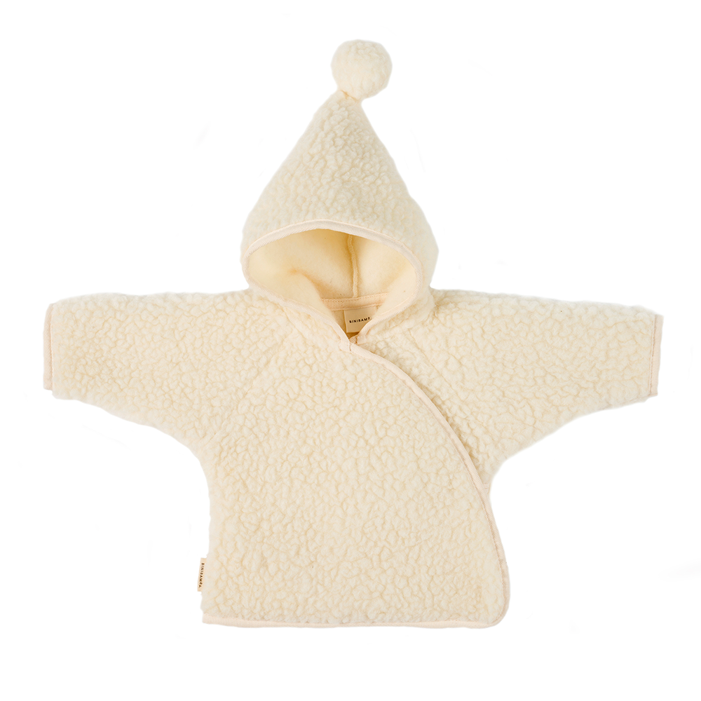 BINIBAMBA  Merino Wolljacke mit Kapuze  Milk