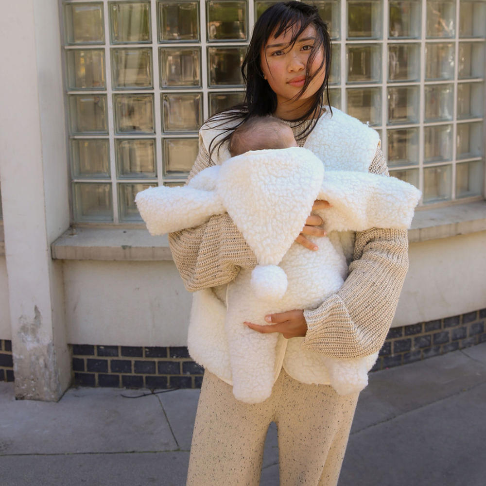 BINIBAMBA Merino Wool Hooded All-in-One Milk
