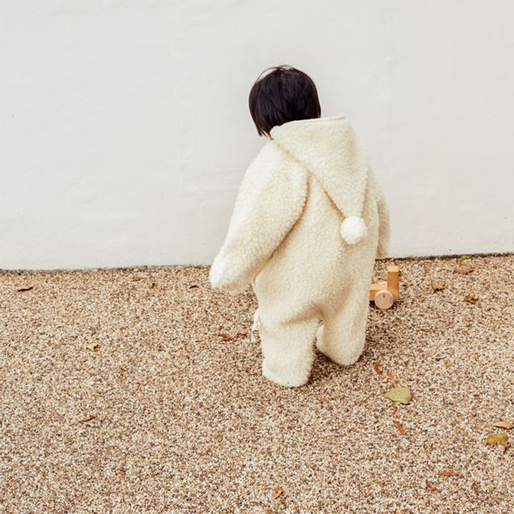 BINIBAMBA Merino Wool Hooded All-in-One Milk