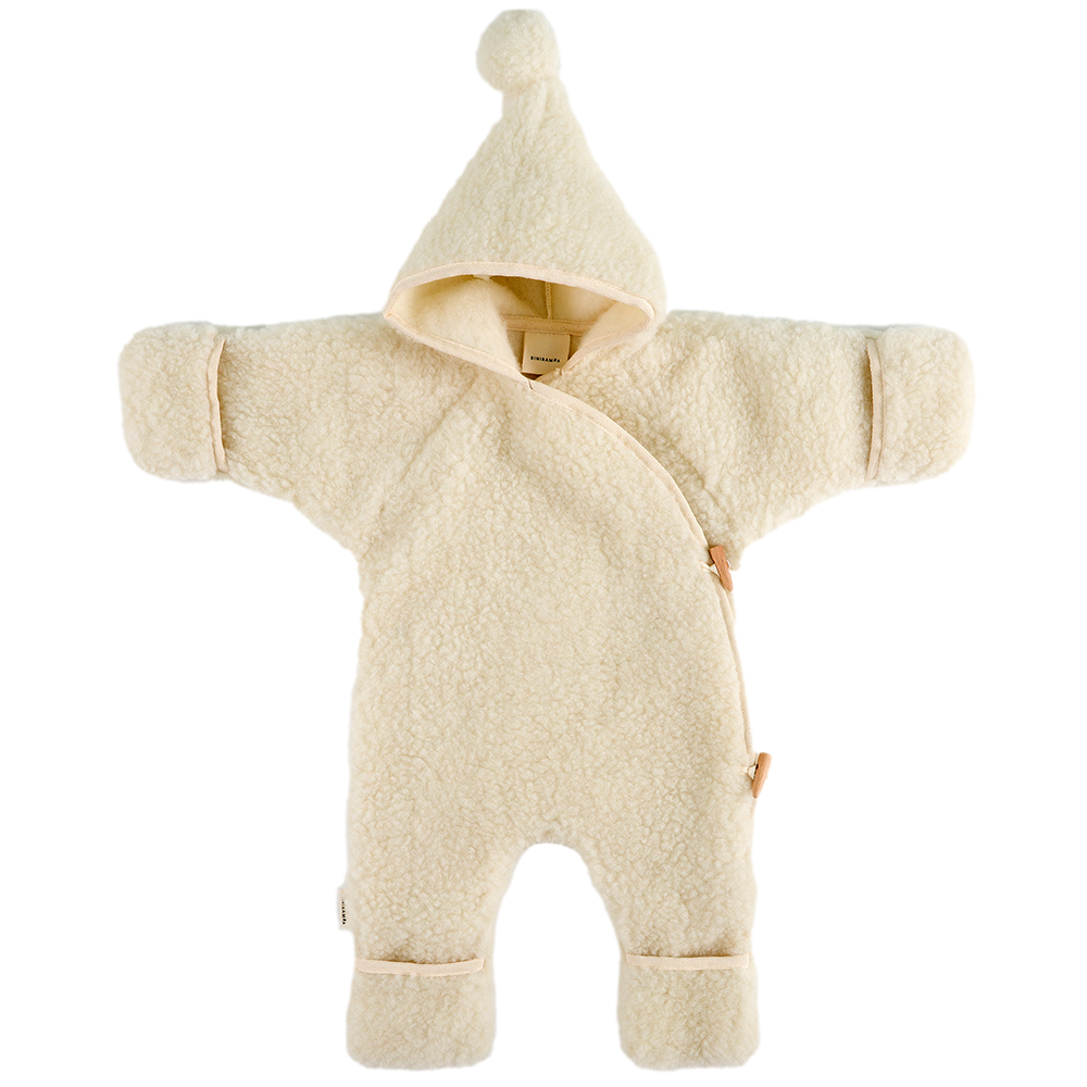 BINIBAMBA Merino Wool Hooded All-in-One Milk