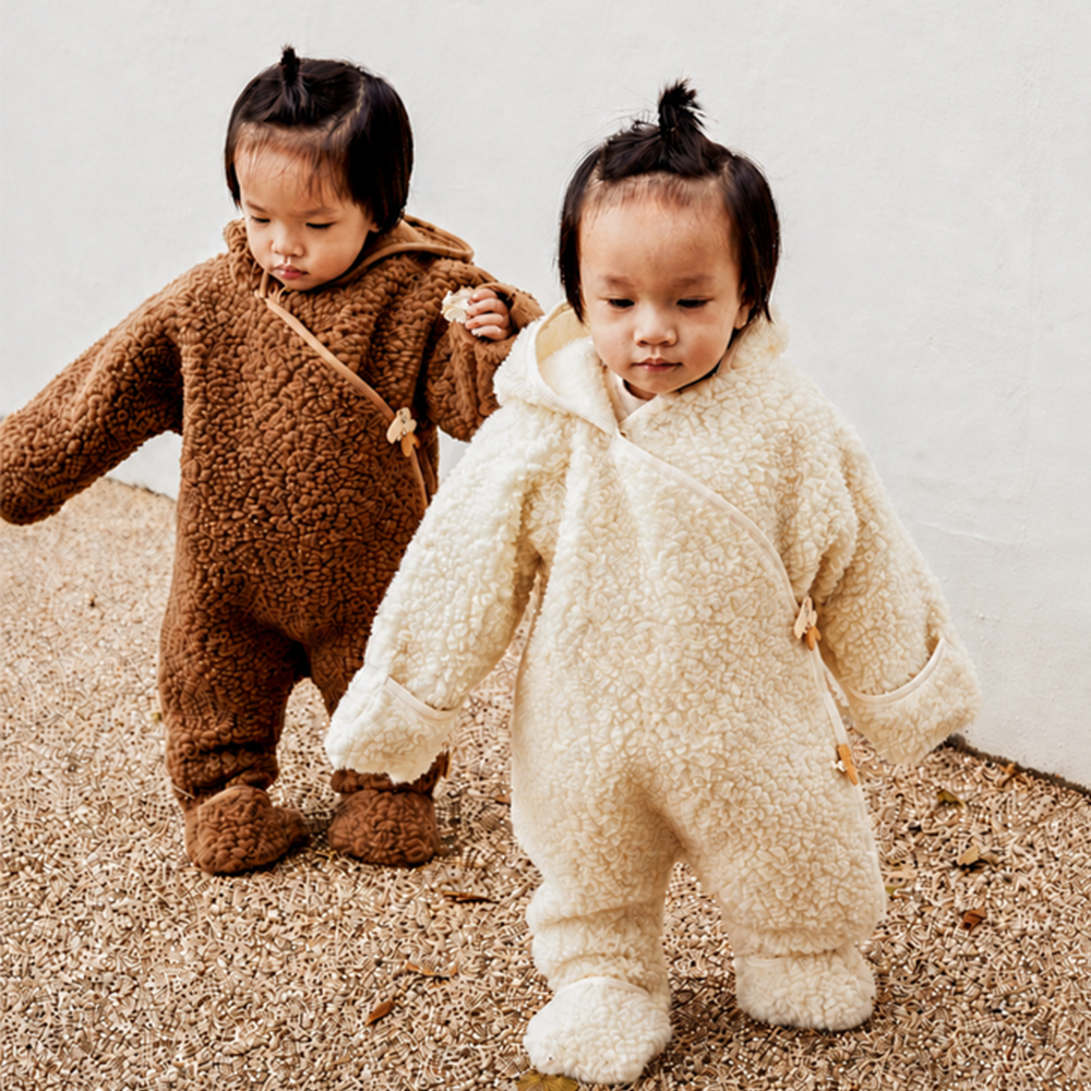 BINIBAMBA Merino Wool Hooded All-in-One Milk