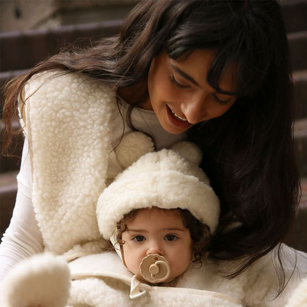 BINIBAMBA Merino Wool Hooded All-in-One Milk