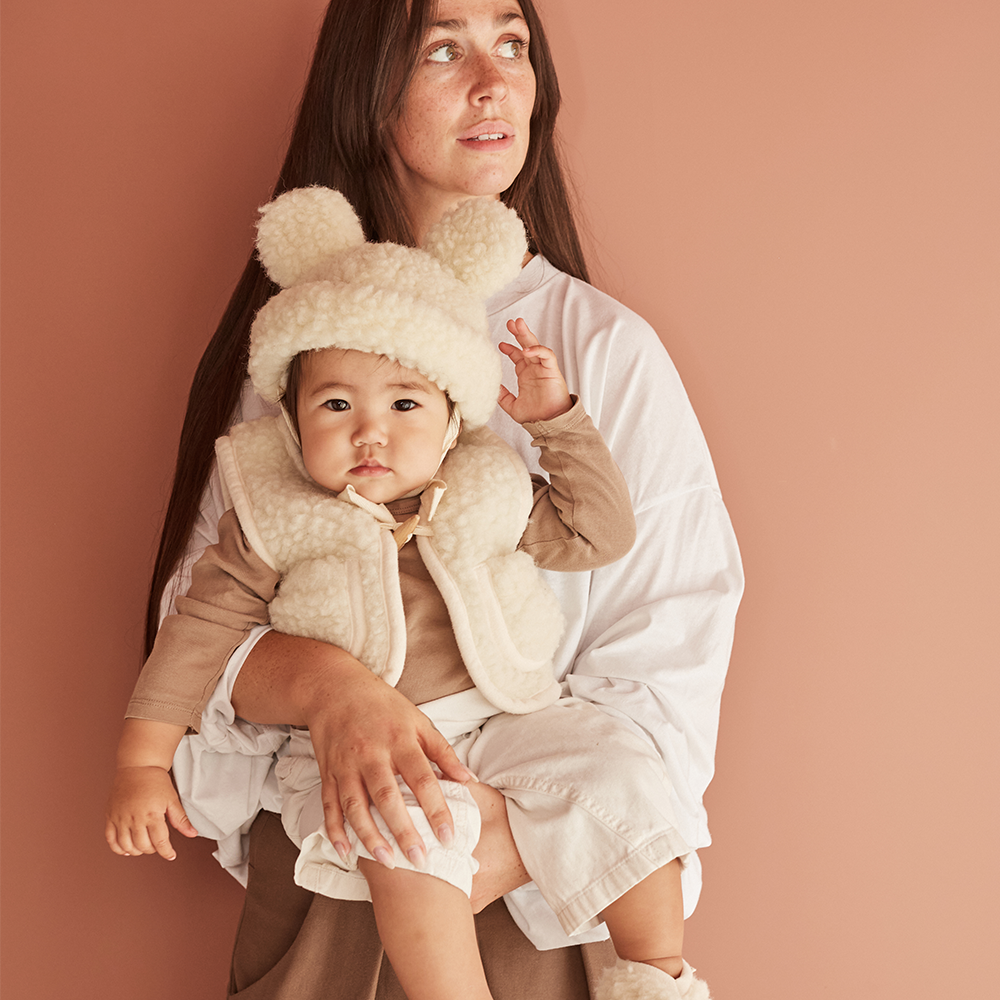 BINIBAMBA  Merino Mütze &#39;Teddy&#39;  Milk