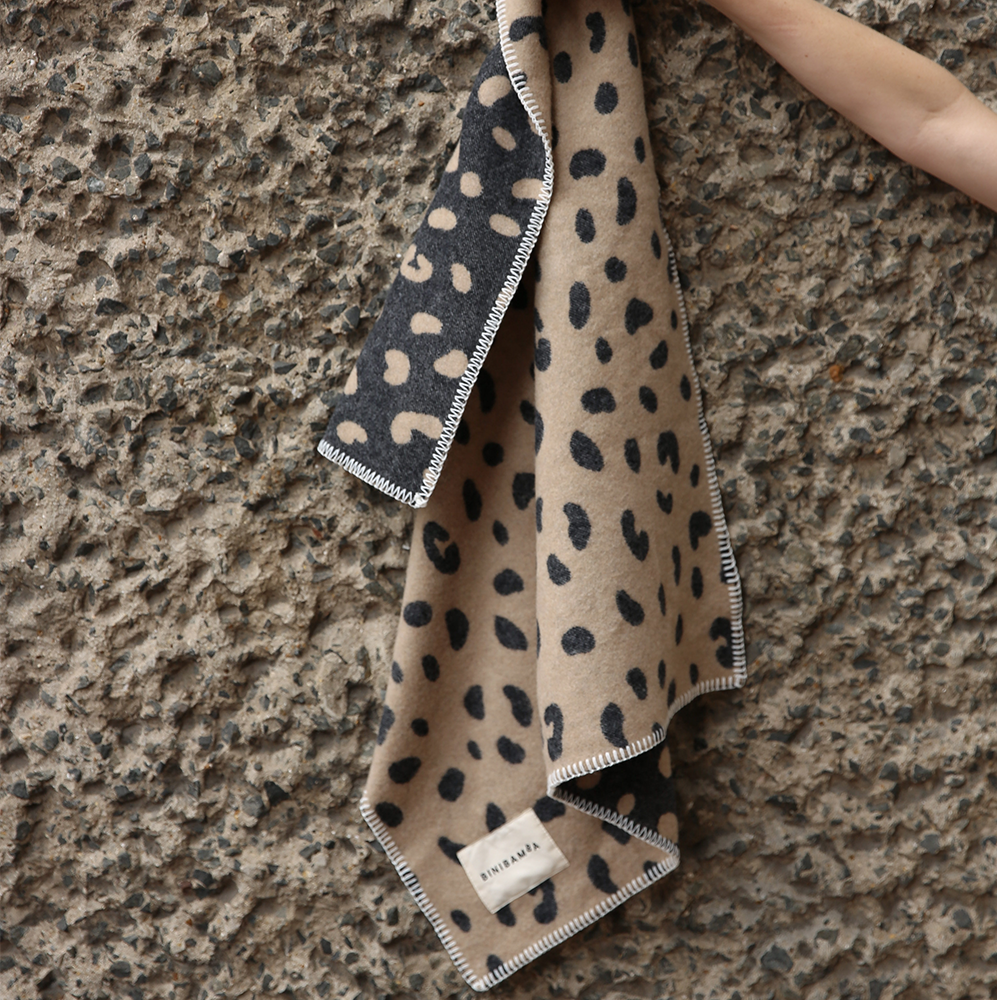 BINIBAMBA Merinowolldecke Leopard