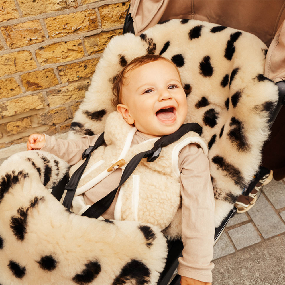 BINIBAMBA  Schaffell Kinderwagen Fusssack  Leopard