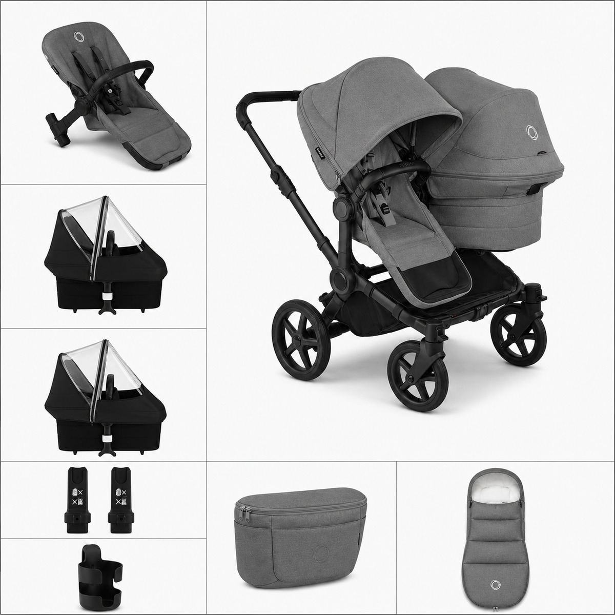 Bugaboo  Donkey 6 Double Essential Kinderwagen Bundle Moon Grey