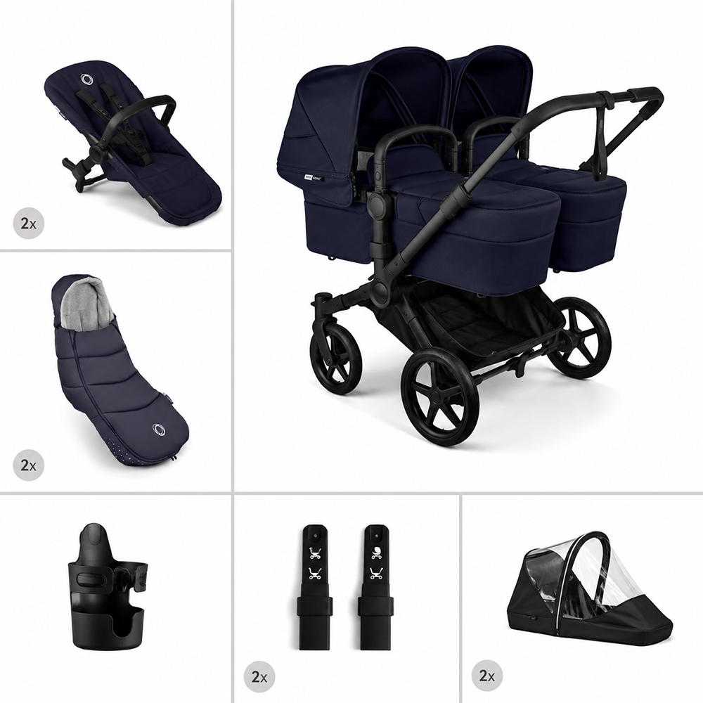 Bugaboo  Donkey 6 Zwillingskinderwagen Twin Essentials Bundle Deep Indigo