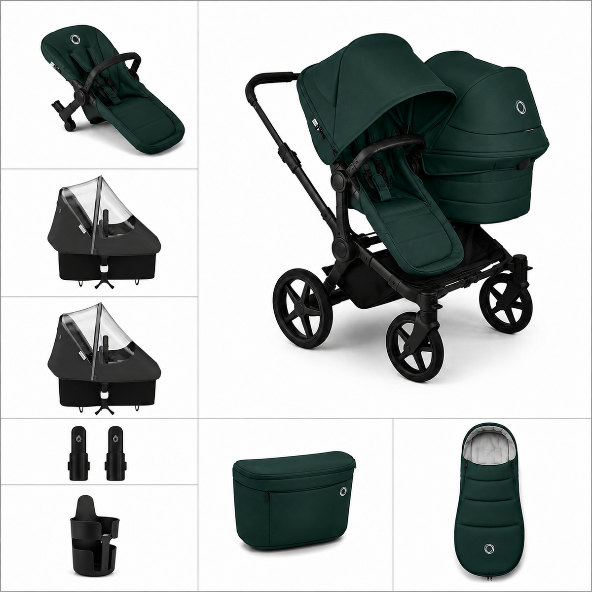 Bugaboo  Donkey 6 Double Essential Kinderwagen Bundle Fern Green