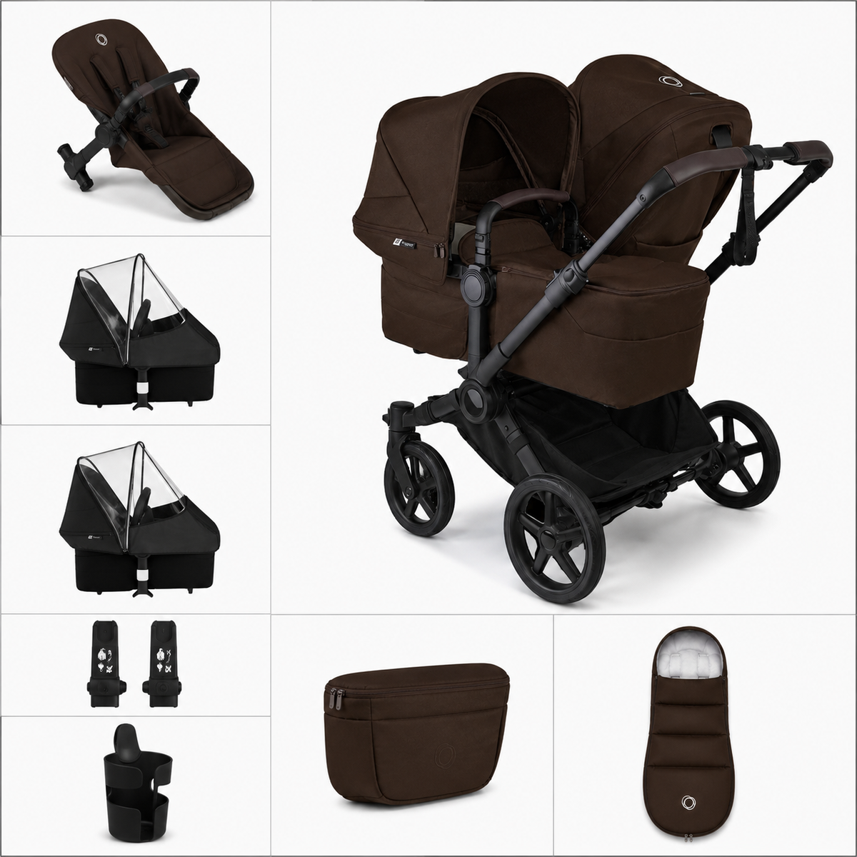 Bugaboo  Donkey 6 Double Essential Kinderwagen Bundle Cocoa Brown