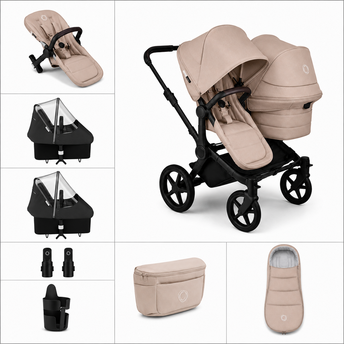 Bugaboo  Donkey 6 Double Essential Kinderwagen Bundle Desert Taupe
