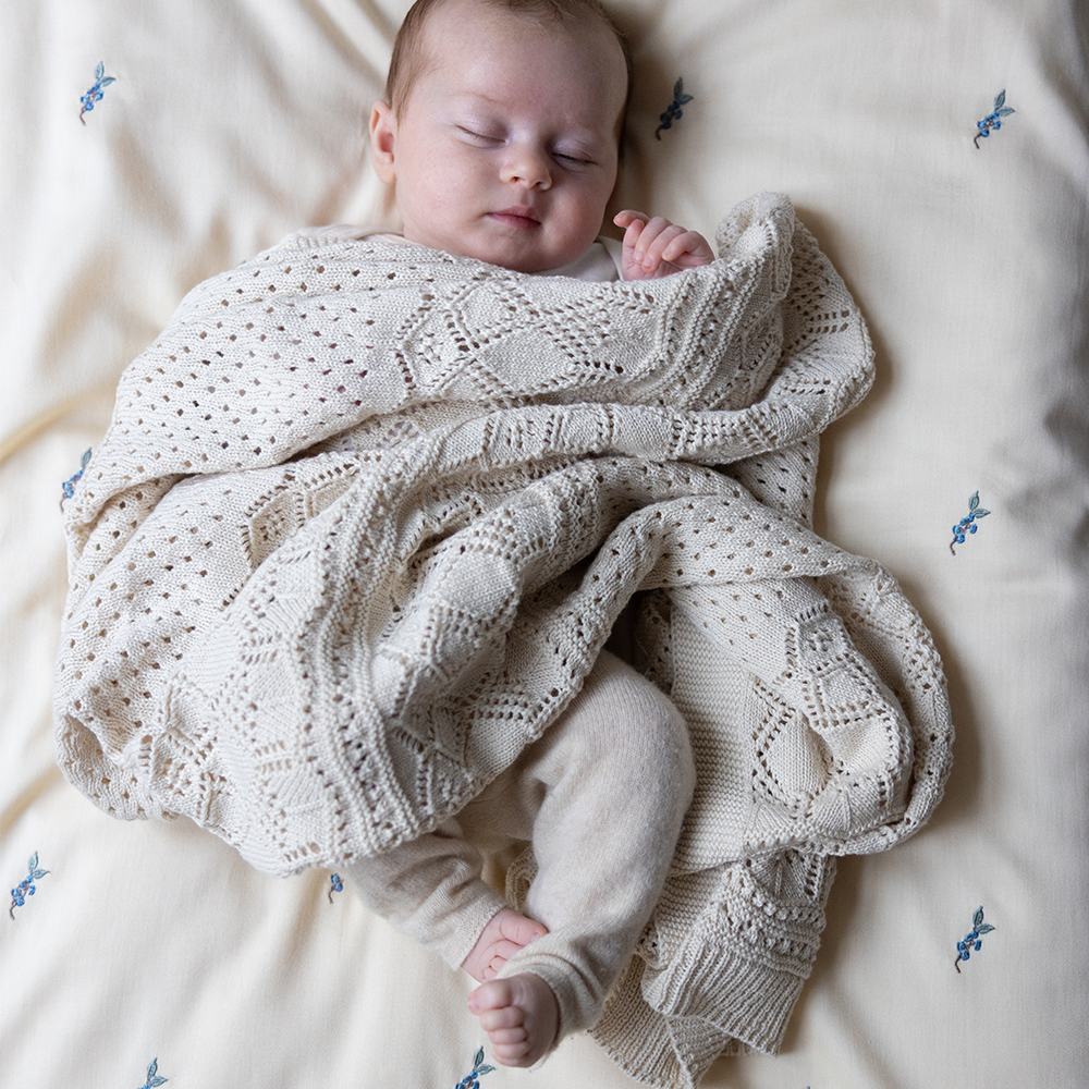 Cam Cam Copenhagen Strickdecke für Babys 'Pointelle' Off White