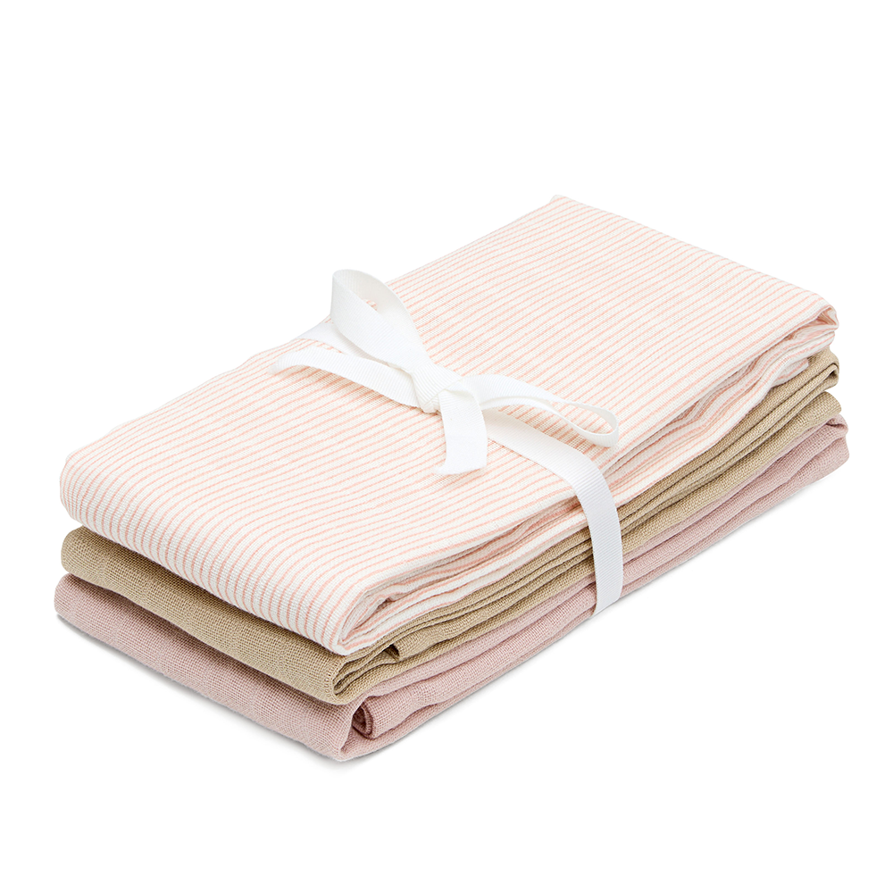 Cam Cam Copenhagen  3er Set Mulltücher Classic Stripes Rose - Online MY SNOWFLAKE