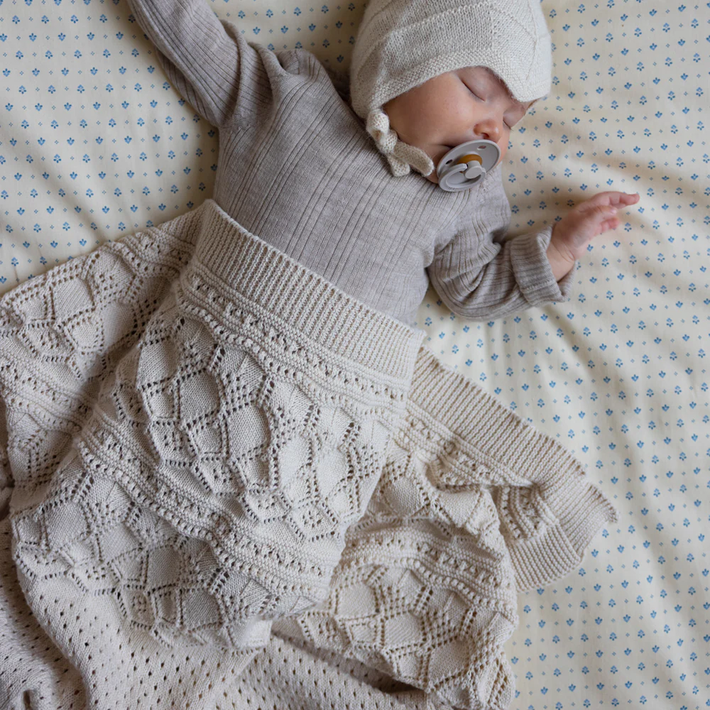 Cam Cam Copenhagen Strickdecke für Babys &#39;Pointelle&#39; Off White