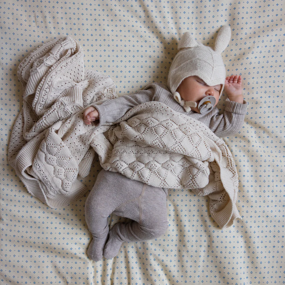 Cam Cam Copenhagen Strickdecke für Babys &#39;Pointelle&#39; Off White