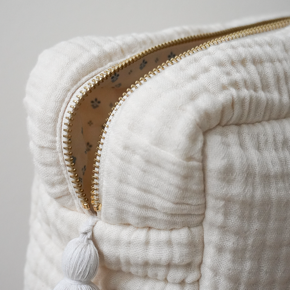 Cam Cam Copenhagen Trousse de Toilette en Mousseline Blanc Antique