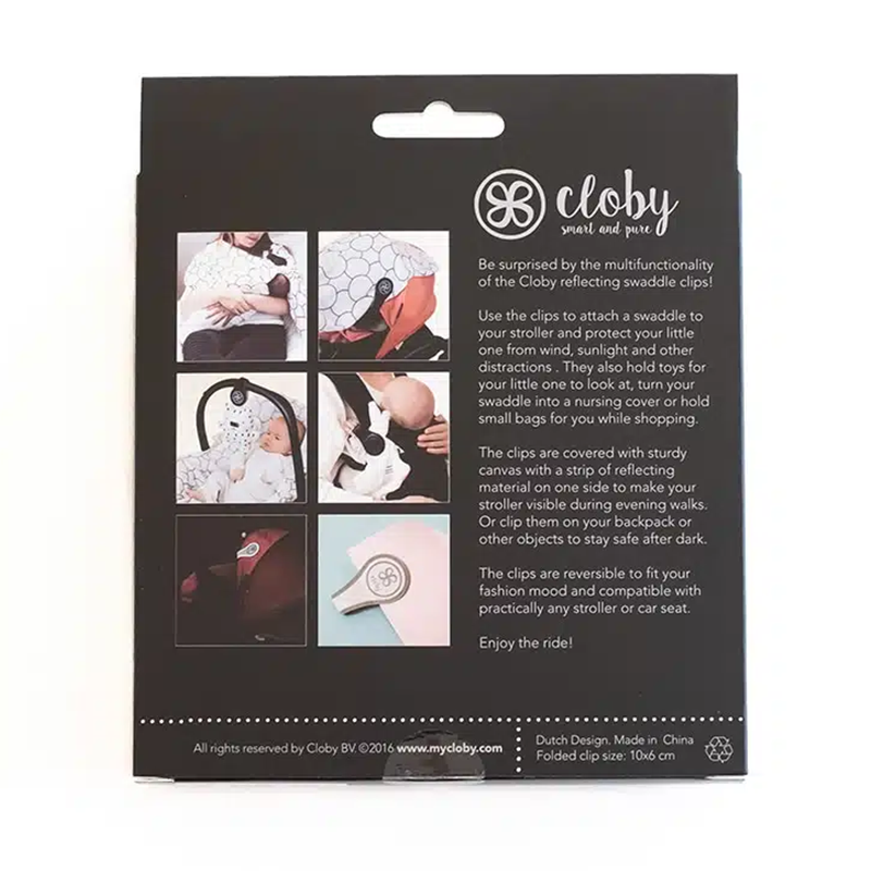 Cloby reflektierende Magnetclips 2er Set Schwarz/Grau