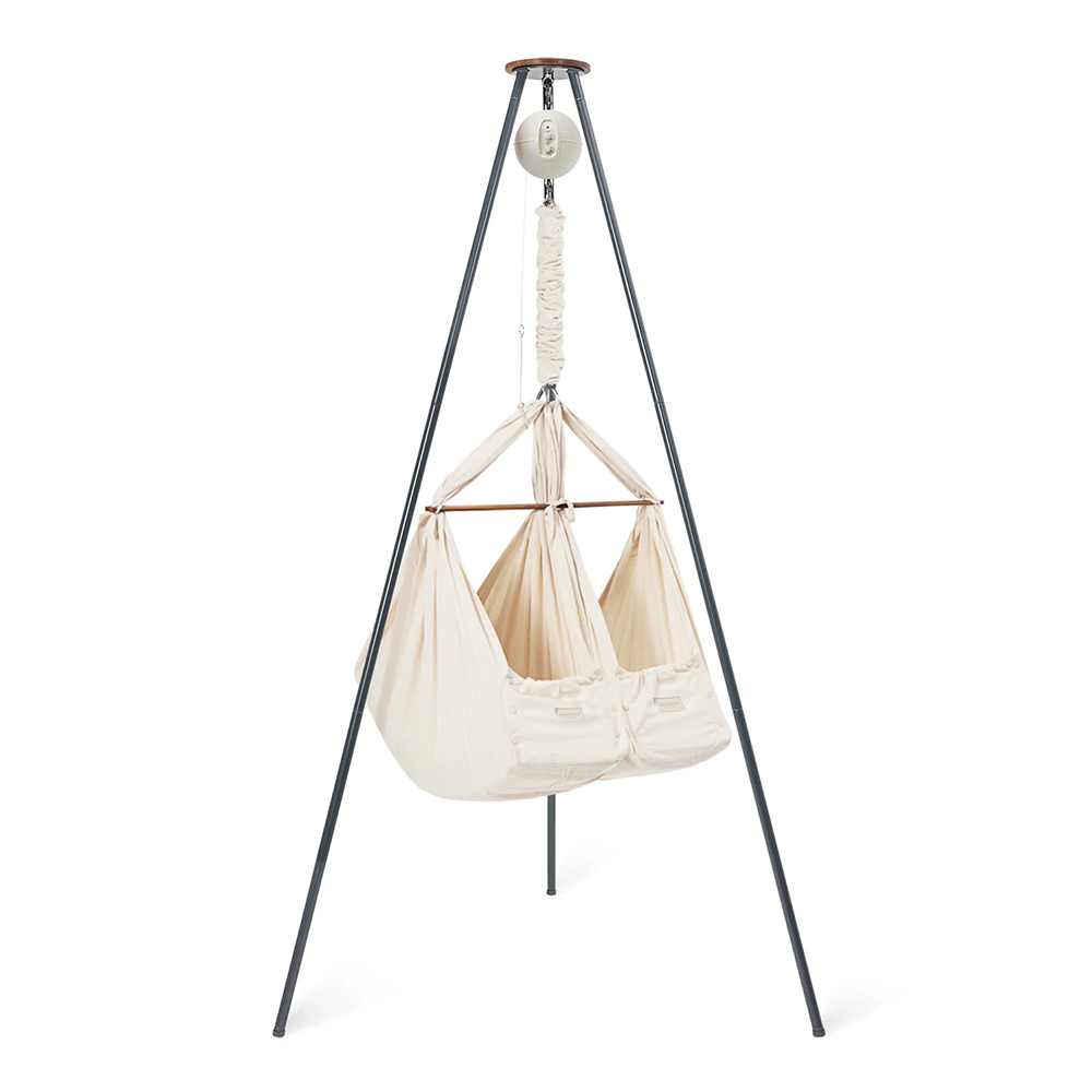 Moonboon  Classic Bundle Connect  Zwillings-Federwiege  Dunkelgrau/Nature