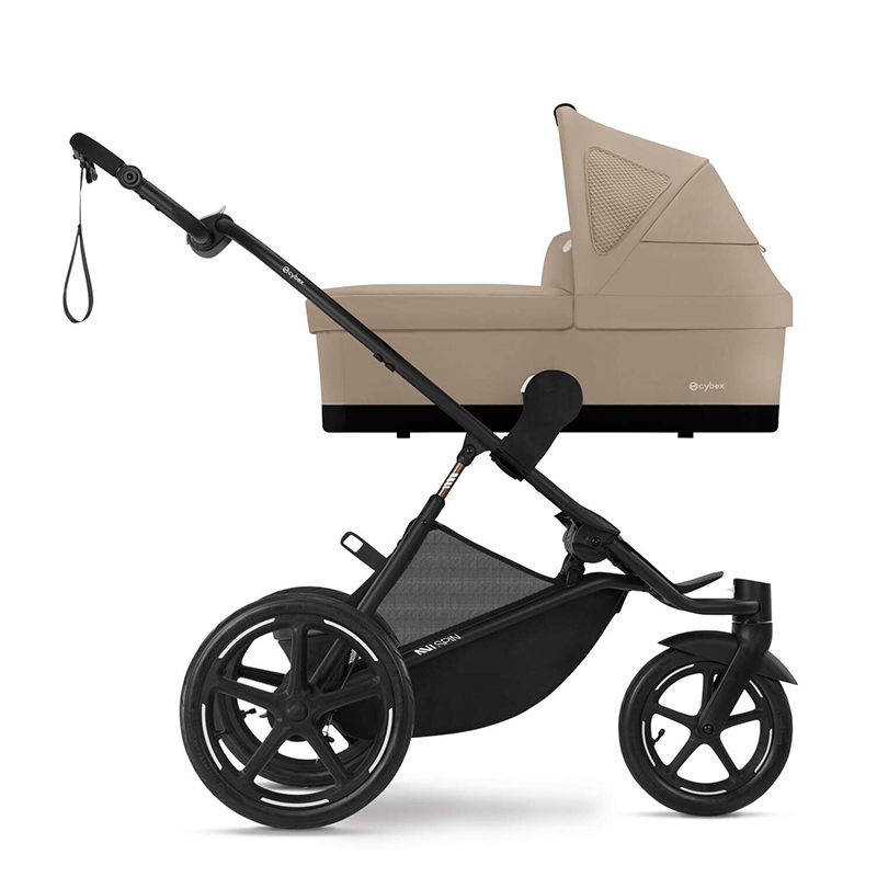 Cybex Avi Spin Dreirad Kinderwagen in Almond Beige mit Wanne.