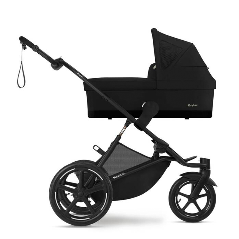 Cybex Avi Spin Dreirad-Kinderwagen Schwarz mit Wanne.