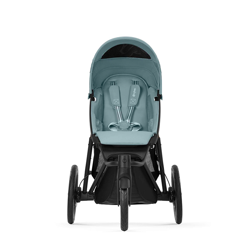 Cybex Avi Spin Dreirad-Kinderwagen in Blau von vorne.