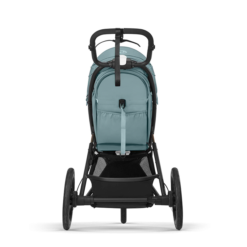 Cybex Avi Spin Dreirad-Kinderwagen in Blau von hinten. 