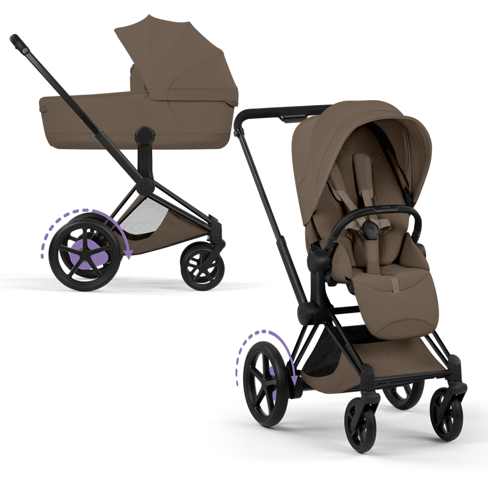 Cybex e-Priam Style Noir mat/Marron noix de coco