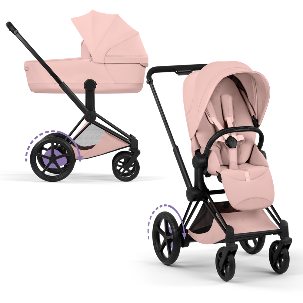 Cybex  e-Priam Style Matt Black/Peach Pink