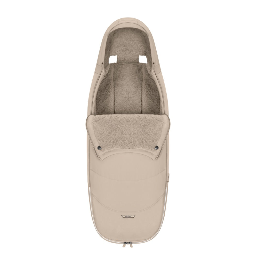 Cybex Fusssack Cozy Beige geöffnet auf unterste Stufe