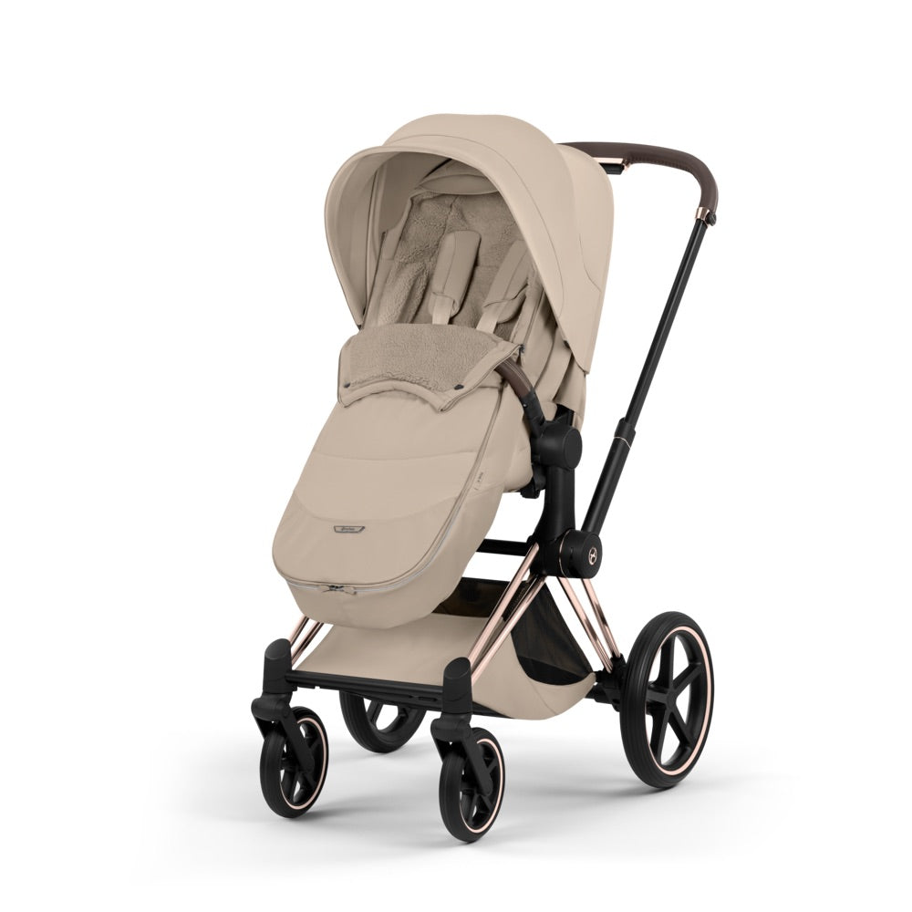 Cybex Fusssack in Cozy Beige auf dem Priam Kinderwagen